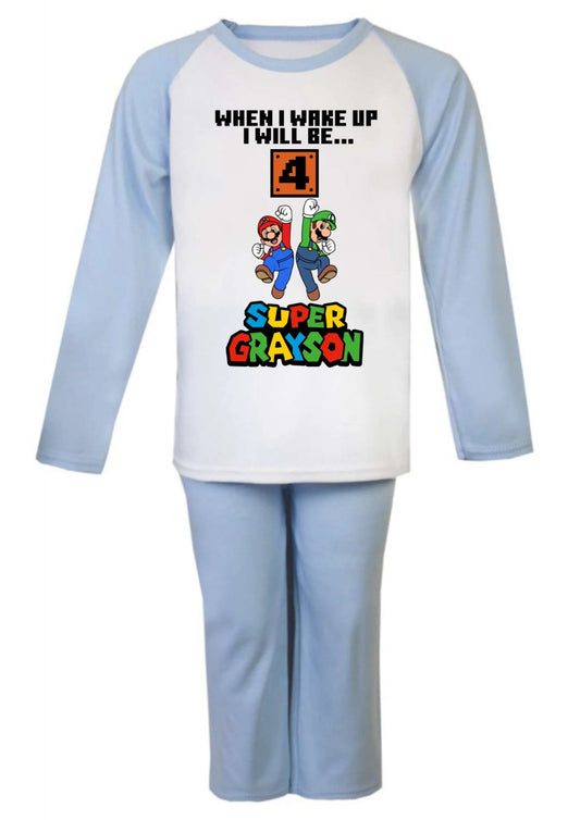 PERSONALISED Mario Birthday Pyjamas- When i wake up i will be...
